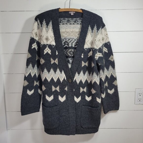 j.jill Single Button Wool Blend Cardigan Sweater w/Metal Accents Women's… - Picture 1 of 8